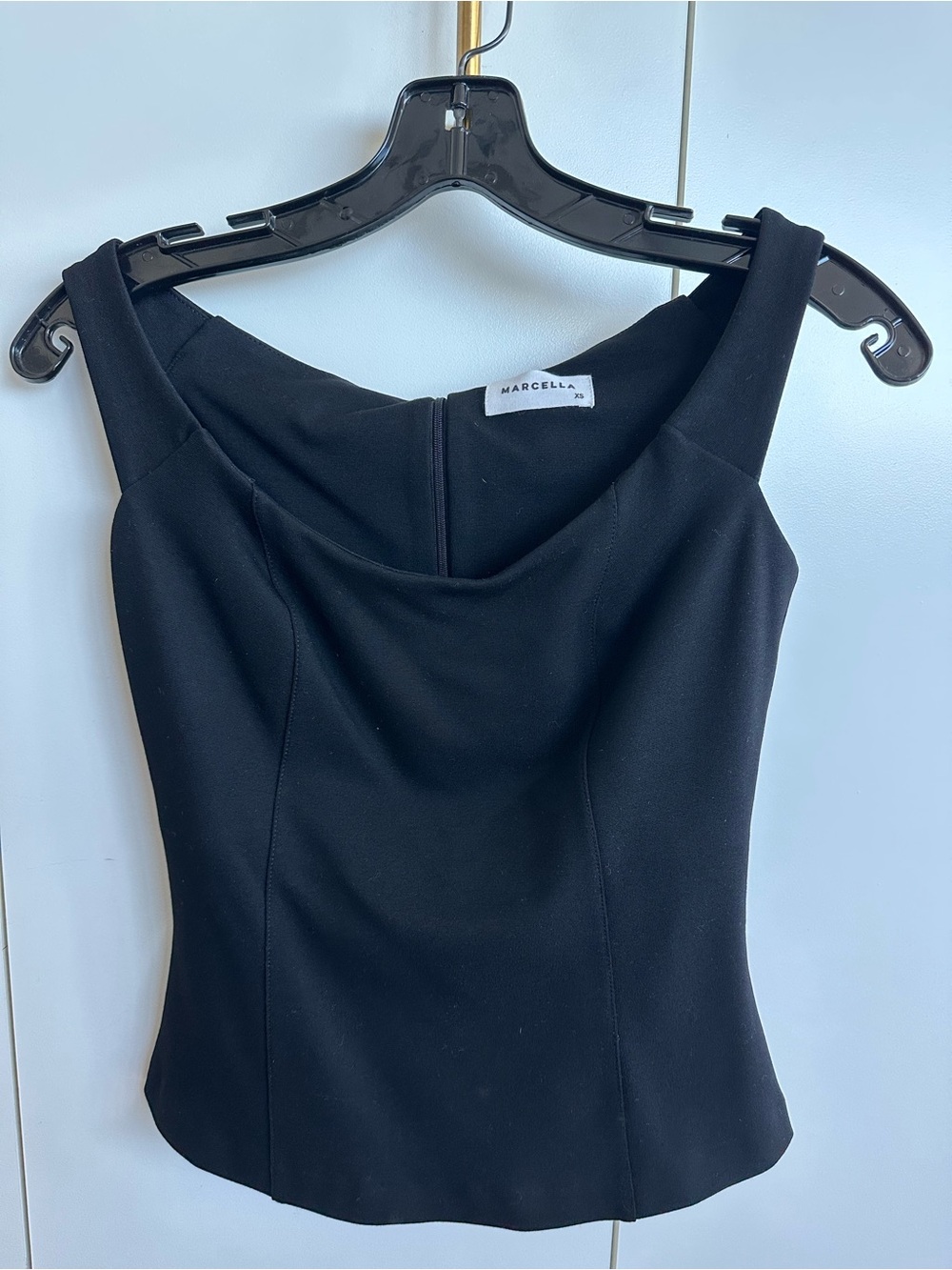 Marcella Eliana Black Structured Sleeveless Top XS Minimalist Chic
